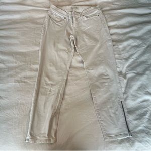Madewell Cropped White Jeans with Zipper Detail